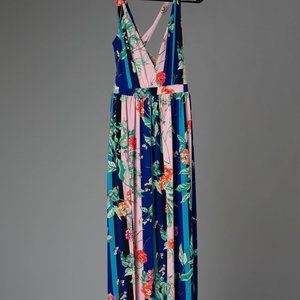 Express Floral Printed Deep Twist Back Maxi Dress